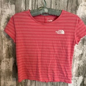 The North Face girls pink stripe active t-shirt M